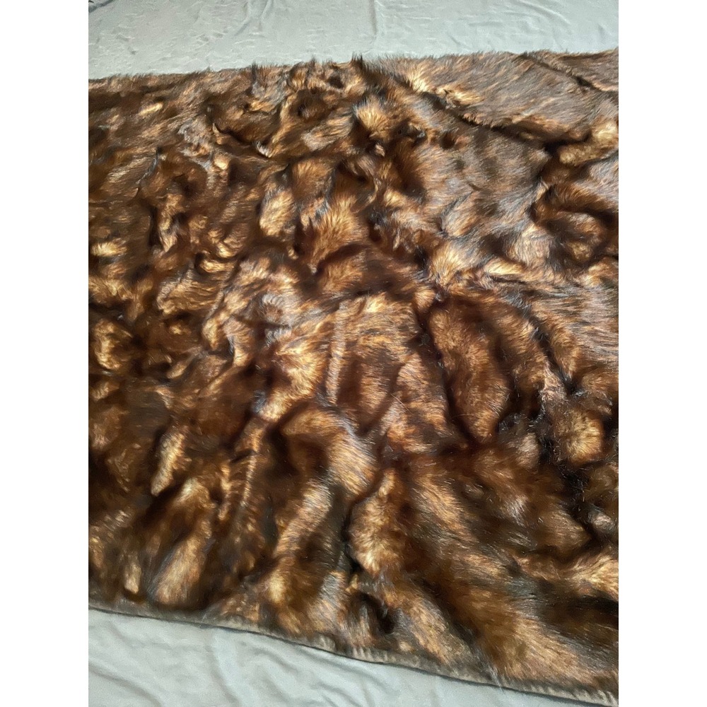 Williams Sonoma Home Faux Brown Bear Fur Throw Blanket Brown 60 x 76 Rustic Cozy
